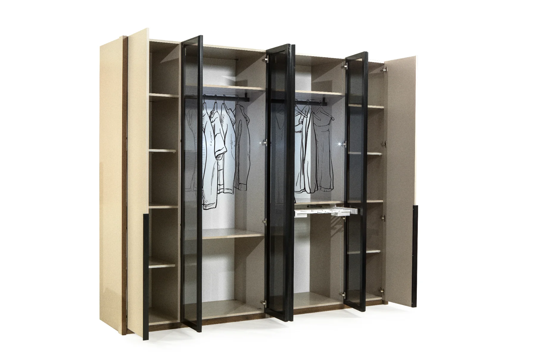 Erzin Gardırop 6'lı Cam Kapaklı