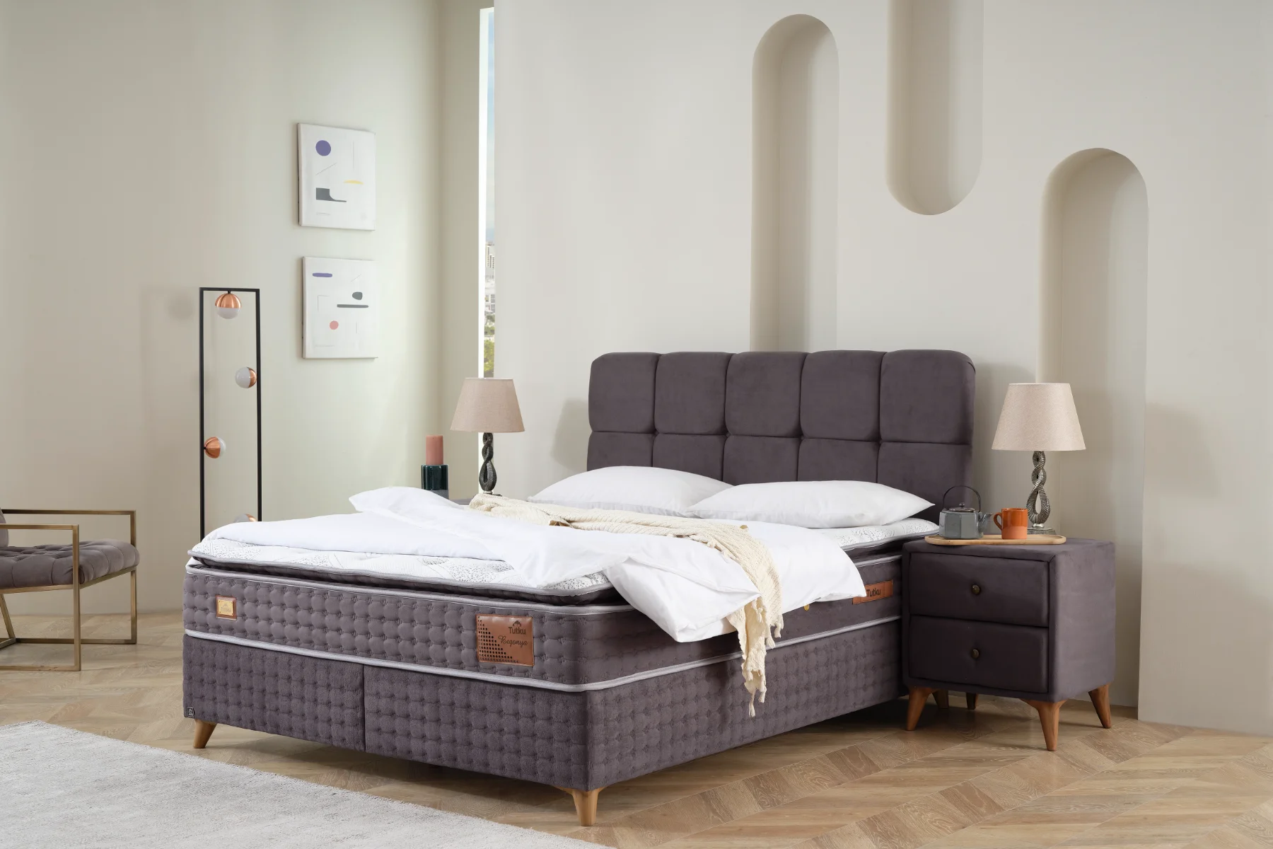 Begonya Bettgestell+Kopfteil+Matratze Set