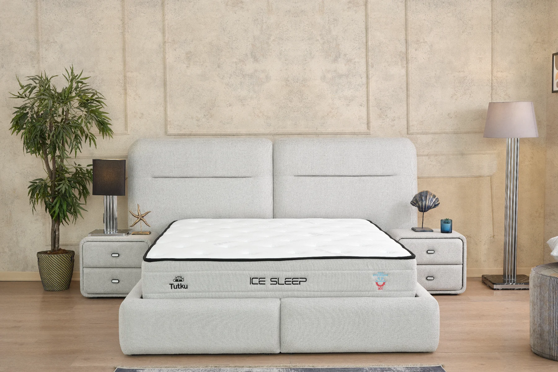 Ice Sleep Bettgestell+Kopfteil+Matratzen Set